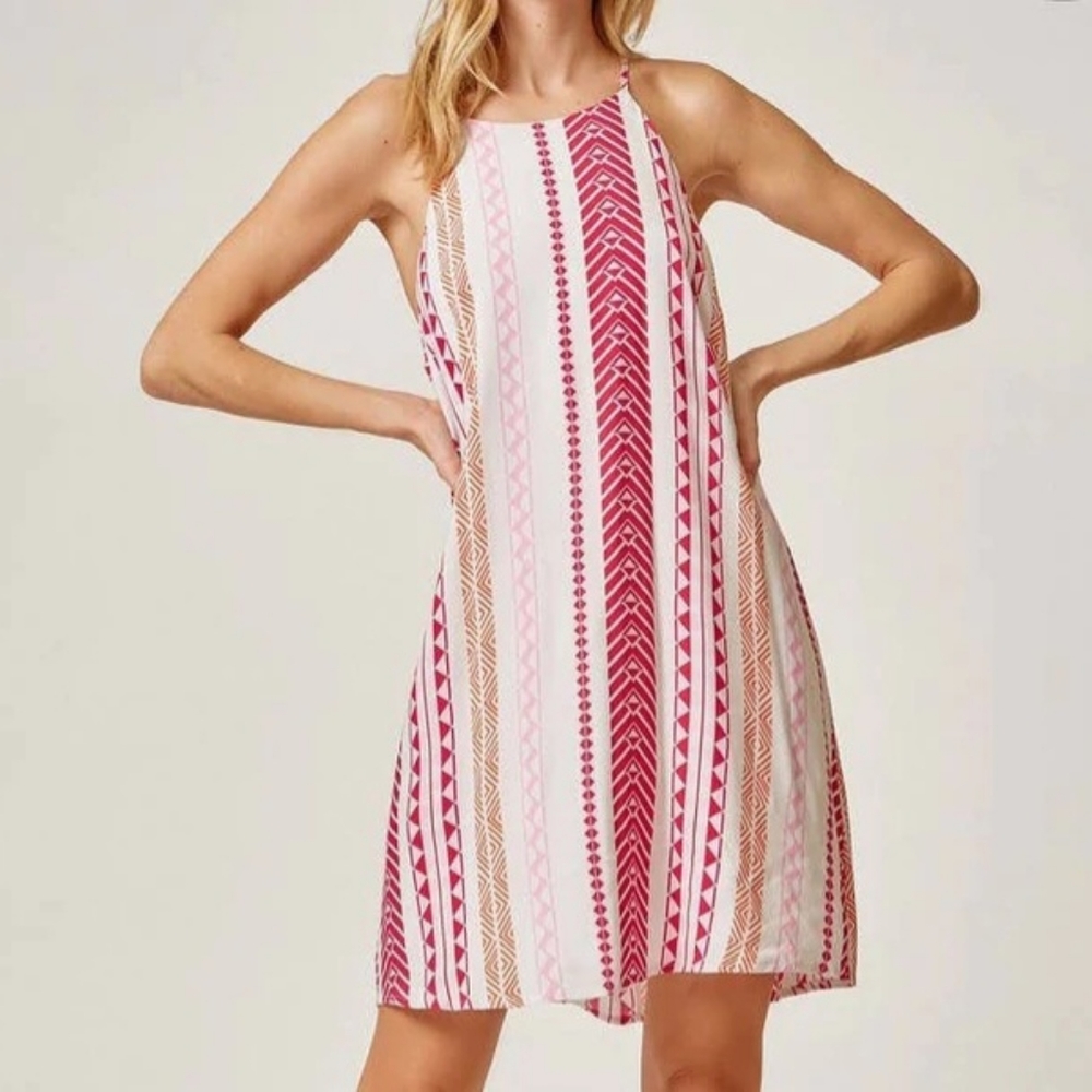 Emily Wonder Sleeveless Geometric Print Summer Sheath Dress Size S